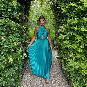 L'IDEE - Teal Renaissance Split Gown